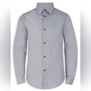 Calvin Klein Boy's Sizes 8-16 Slim Fit + Stretch Button Up Dress Shirt Gray